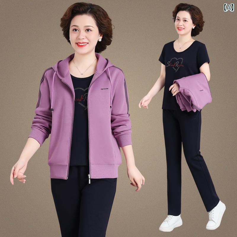 乐天商城 - レディース ファッション おしゃれ 春夏 秋　冬 大人 上品 高級 マダム ミス ミセス プレゼント 婦人服　母 フード付き スポーツ スーツ レディース 春秋な フード付き カジュアル スウェットシャツ 女性 春 コート