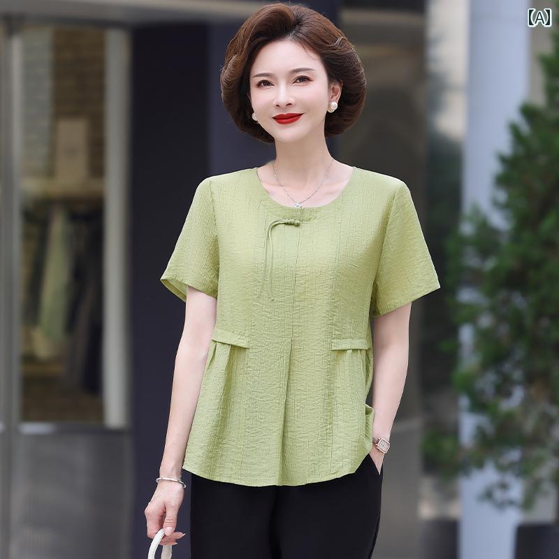 レディース ファッション おしゃれ 春夏 秋　冬 大人 上品 高級 マダム ミス ミセス プレゼント 婦人服　母 のお母さん 夏 半袖 ゆったり T シャツ 小さい シャツ トップス 女性 おしゃれ スーツ