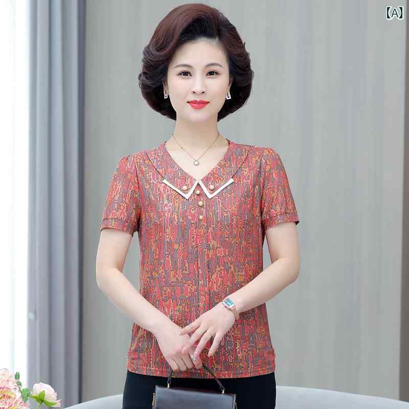レディース ファッション おしゃれ 春夏 秋　冬 大人 上品 高級 マダム ミス ミセス プレゼント 婦人服　母 母　プルオーバー　柄　半袖　T　シャツ　トップス　スリムフィット