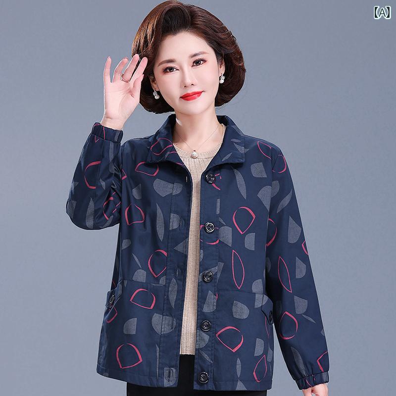 レディース ファッション おしゃれ 春夏 秋　冬 大人 上品 高級 マダム ミス ミセス プレゼント 婦人服　母 綿　ジャケット　ショート　トップス　ワイド　母　ジャケット高齢者　ウィンドブレーカー