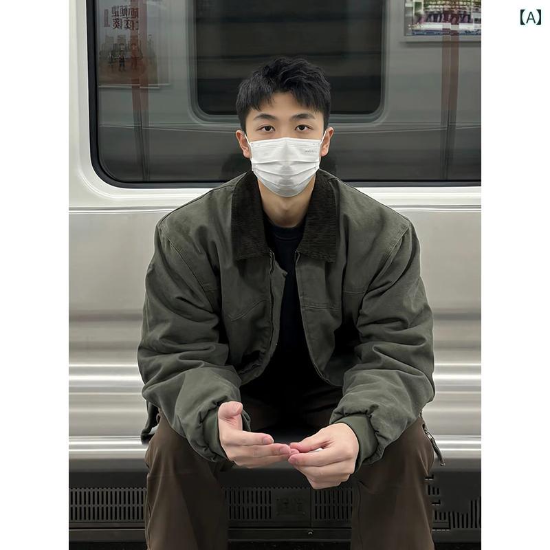 Rakuten - メンズ ファッション 春夏 秋冬 かっこいい オシャレ モテ 男性用 紳士服 服 韓国 シンプル 大人 　　グリーン　デトロイト　ワークジャケット　クリーン　フィット　高級　アメリカン　パイロット　ショート　ジャケット