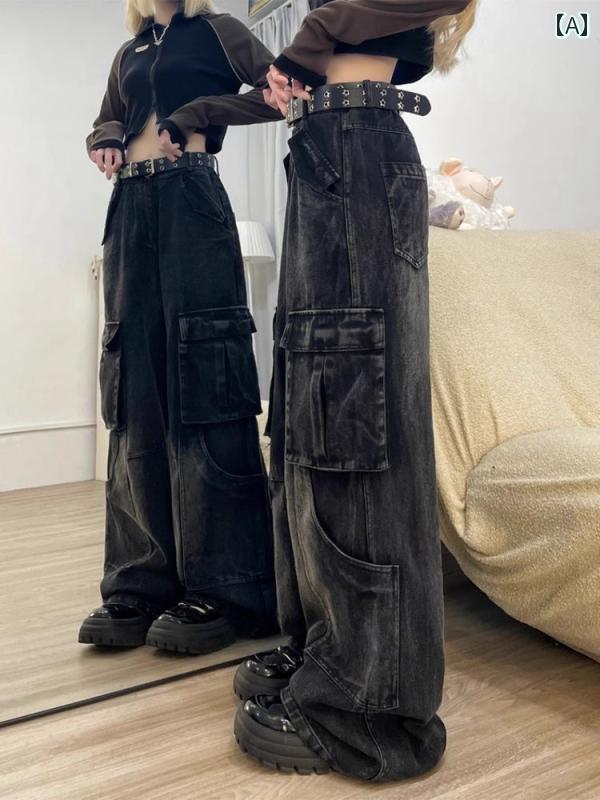 樂天商城 - メンズ ファッション 春夏 秋冬 かっこいい オシャレ モテ 男性用 紳士服 服 韓国 シンプル 大人 アメリカ　ストリート　ヒップ　ホップ　パンツ　アメリカン　レトロ　ストレート　ワイド　レッグ　マルチ　ポケット　ワーク　ジーンズ