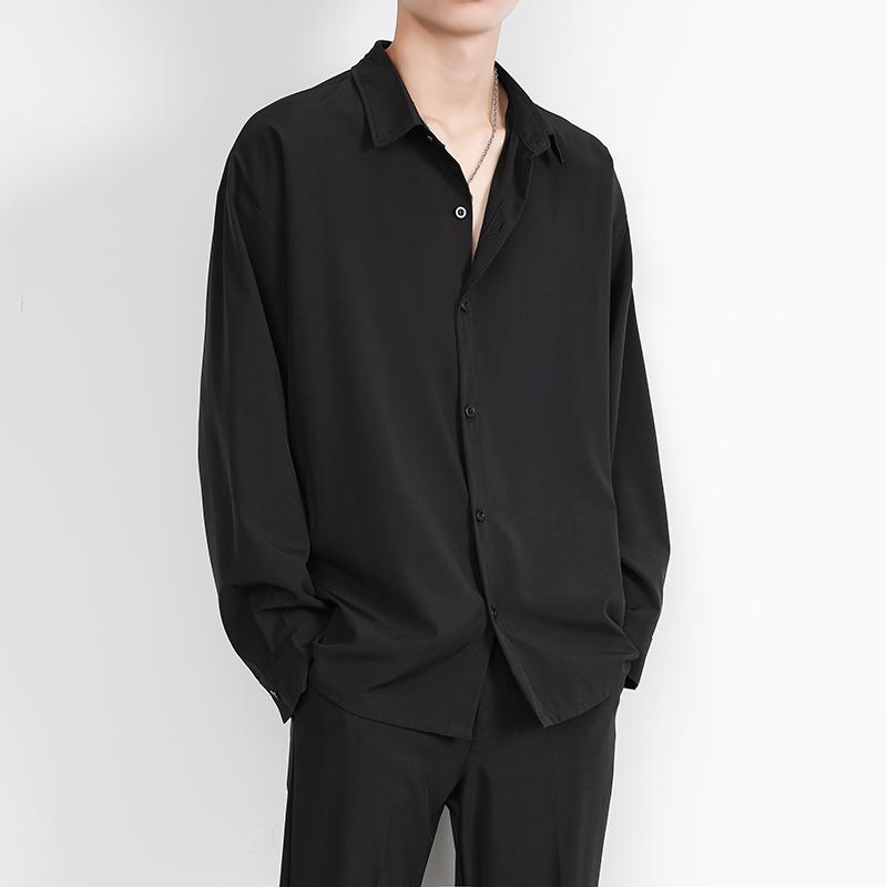 Rakuten - メンズ ファッション 春夏 秋冬 かっこいい オシャレ モテ 男性用 紳士服 服 韓国 シンプル 大人 フェアリー シャツ ブラック 薄手 長袖 カジュアル 冷感