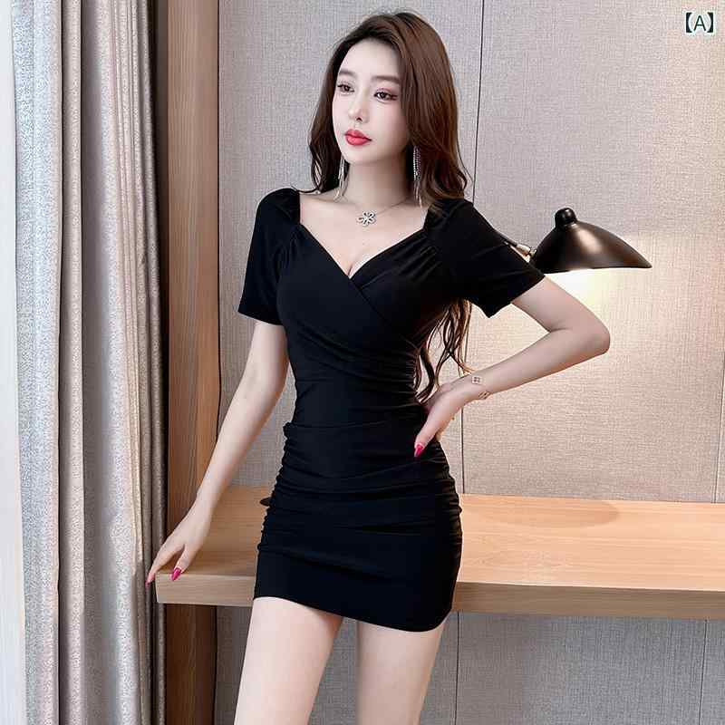 レディース ファッション おしゃれ 春　夏　 秋　冬 大人　上品　高級　マダム　ミス　ミセス　プレゼント　婦人　母　ナイトクラブ　ドレス　ブラック　制　V　ネック　ソフト　テスト　制　カート　上品