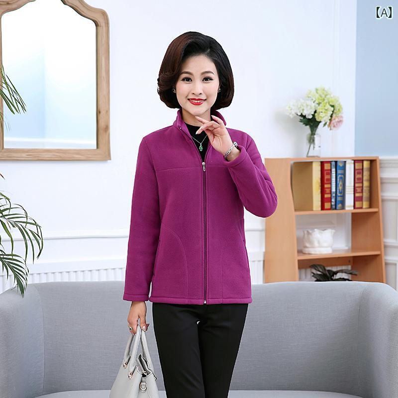 レディース ファッション 春夏 秋冬 かわいい オシャレ お母さんフリースコート　　厚手　フリース　ス..