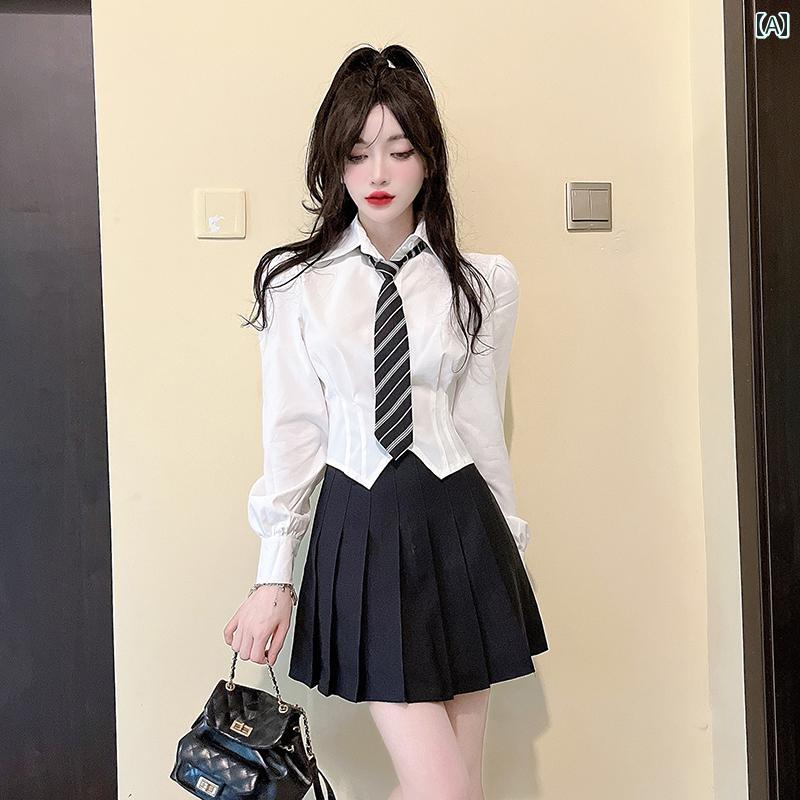 Rakuten - レディース ファッション 春夏 秋冬 かわいい オシャレ 足　湯　技師　　JK　スーツ　白　半袖　シャツ　レディース　プリーツスカート　セット