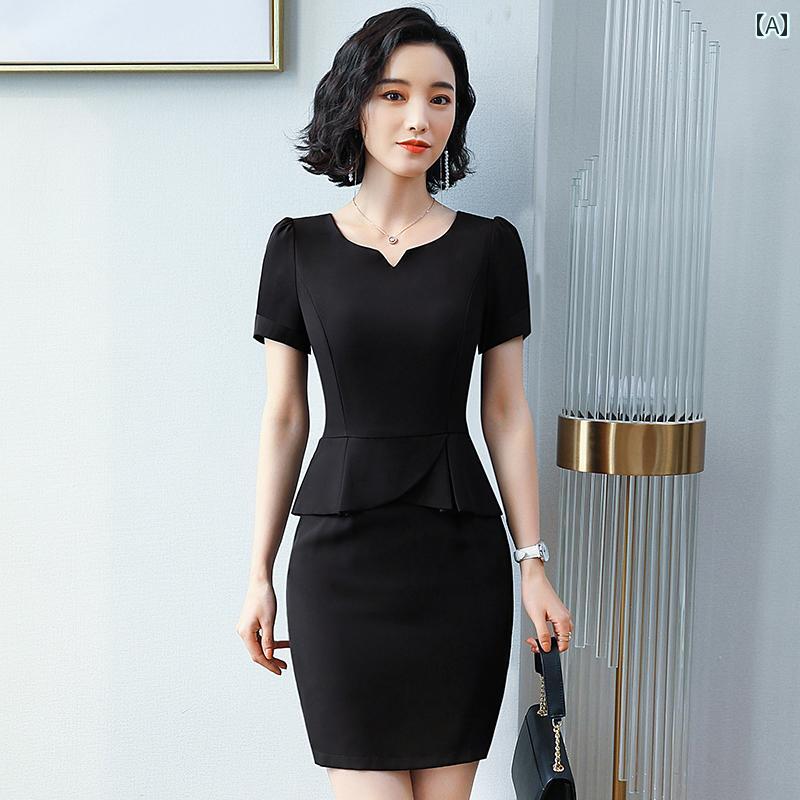 レディース ファッション 春夏 秋冬 かわいい オシャレ エグゼクティブ　仕事　着　デパート　カウンター　金店　ホテル　面接制　フォーマルウェア　腕　覆う　スカート　宝石　店　仕事　着　ドレス