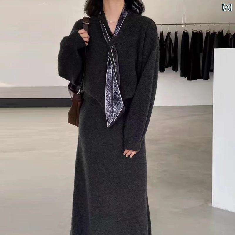 樂天商城 - レディース ファッション 春夏 秋冬 かわいい オシャレ セーター　ニット　スカート　ロング　ドレス　揃った　ぴったり　レディースセット