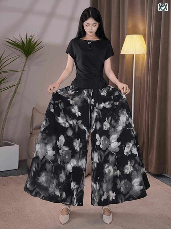レディース ファッション 春夏 秋冬 かわいい オシャレ スカート　パンツ　サマー　パンツ　スカート　パンツ　サマー　ニュー　スタイル　スリミング　アイス　フィール　生地　花柄　ゆったり　カジュアル　パンツ　レディース