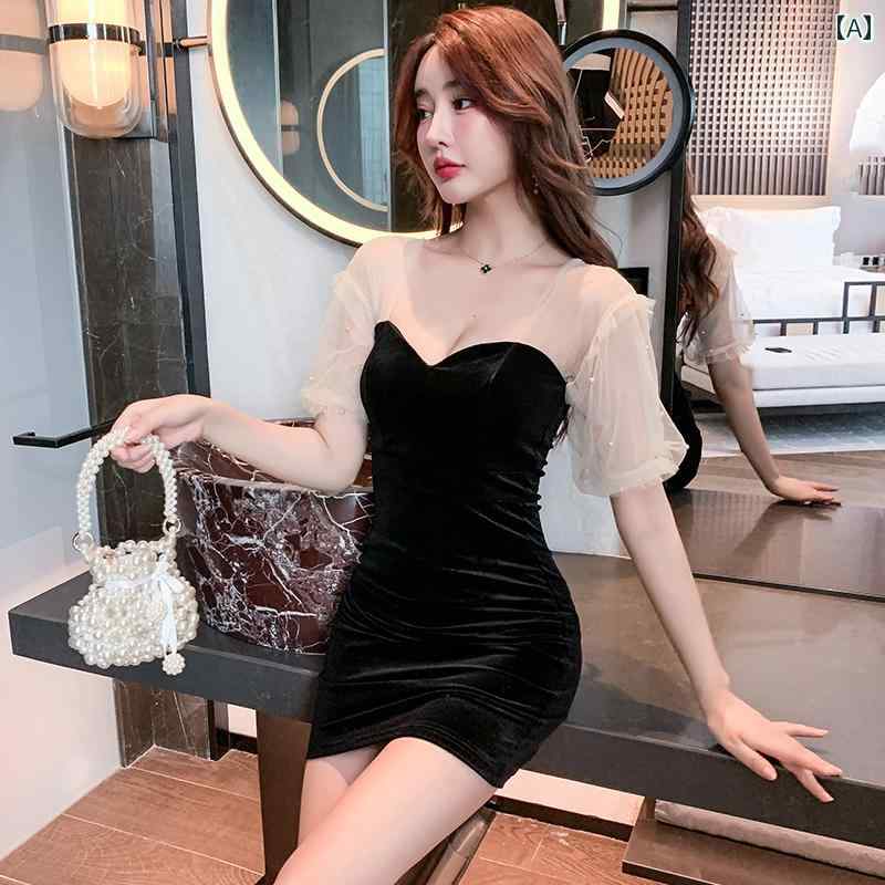 Rakuten - レディース ファッション 春夏 秋冬 かわいい オシャレ ナイトクラブ　ドレス　　ローカット　ゴールド　ベルベット　カート　フットバス　技術者　　