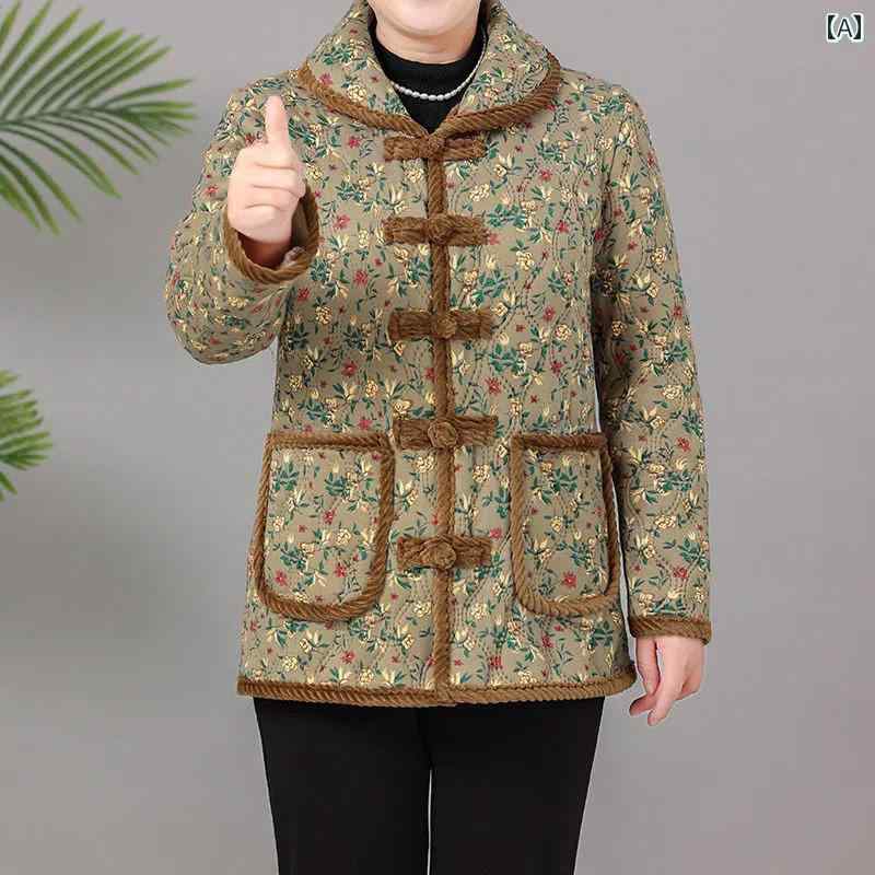 レディース ファッション 春夏 秋冬 かわいい オシャレ フリース　裏地　花柄　コッコート　大きめ　サイズ　　綿入り　ジャケット　おばあちゃん暖かい　綿入り　コート