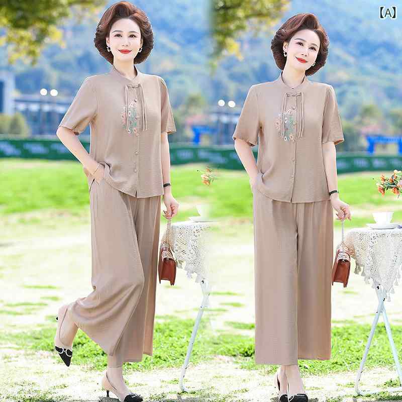 レディース ファッション 春夏 秋冬 かわいい オシャレ ゆったり　カーディガン　トップス　パンツ　レディース　ぴったり　　若々しい　ママ　半袖　セット　アップ