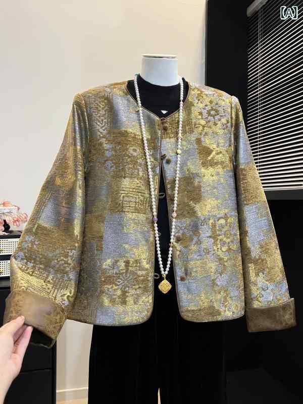 レディース ファッション 春夏 秋冬 かわいい オシャレ レトロ　中綿　ジャケット　　エレガント　レトロ　風　錦織トップス