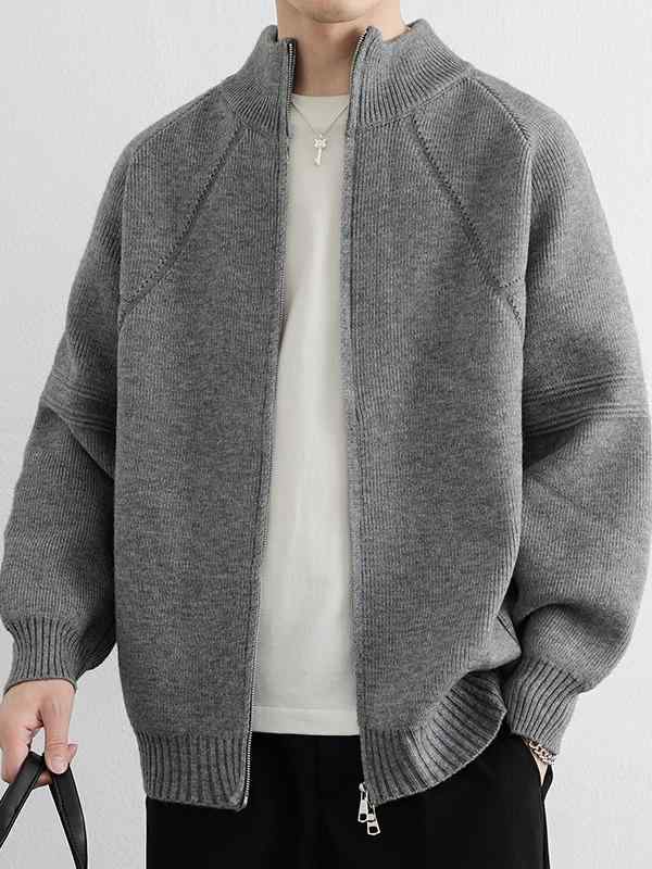 Rakuten - メンズ ファッション 春夏 秋冬 かっこいい オシャレ モテ 男性用 紳士服 服 韓国 シンプル 大人 スタイリッシュ メンズ ニットカーディガンっきり スタンドカラージップアップ セーター