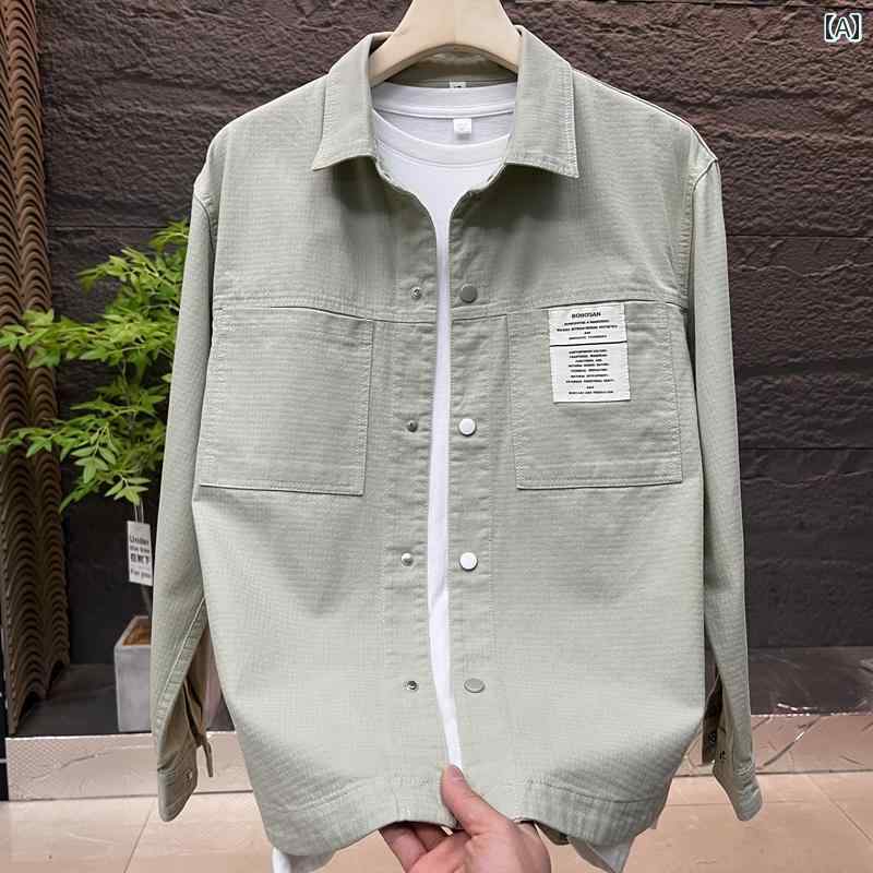 乐天商城 - メンズ ファッション 春夏 秋冬 かっこいい オシャレ モテ 男性用 紳士服 服 韓国 シンプル 大人 綿 カジュアル メンズジャケット ワークウェア シャツ ジャケット 服