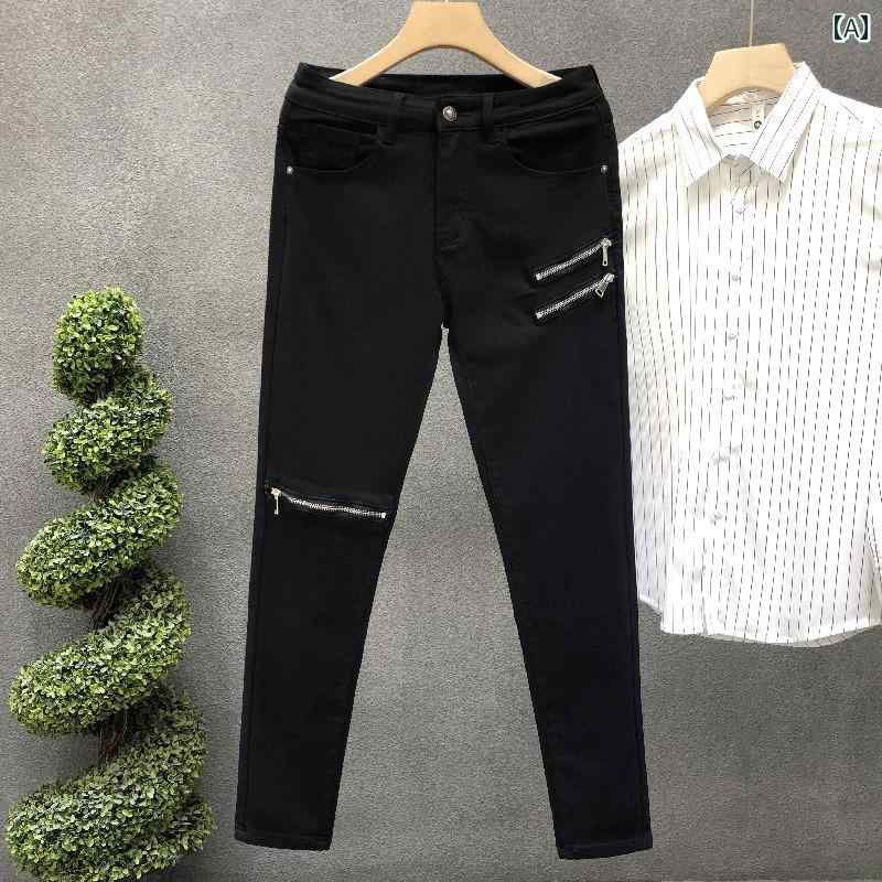 メンズ ファッション 春夏 秋冬 かっこいい オシャレ モテ 男性用 紳士服 服 韓国 シンプル 大人 メンズ スリムフィット ストレート レッグ カジュアル ジーンズ