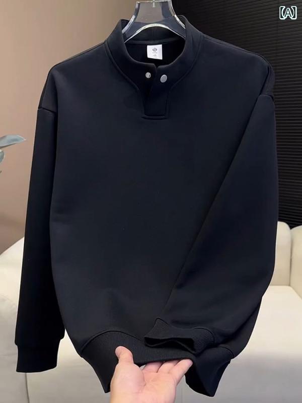 樂天商城 - メンズ ファッション 春夏 秋冬 かっこいい オシャレ モテ 男性用 紳士服 服 韓国 シンプル 大人 メンズ 裏起毛 厚手 シンプル スウェットシャツ スタイリッシュボタンベース レイヤー