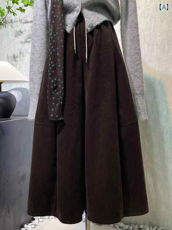 レディース ファッション 春夏 秋冬 かわいい オシャレ 韓国 和風 ワイド レッグ クロップドパンツ コーデュロイ カジュアル パンツ ゴム ウエスト ゆったり チューリップ スカート パンツ