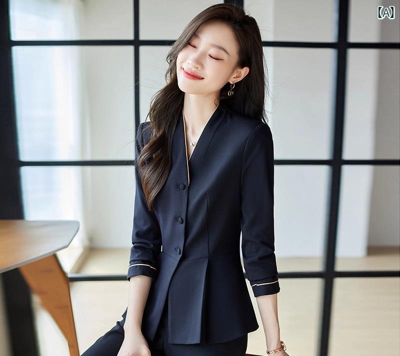 YKC8のレディース ファッション 春夏 秋 冬 かわいい オシャレ 韓国 プロ 美容院 フロント デスク ハイエンド 通勤 小さい サイズ 小さい ジャケット｜アングル2