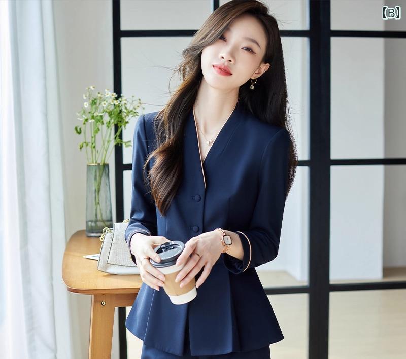 YKC8のレディース ファッション 春夏 秋 冬 かわいい オシャレ 韓国 プロ 美容院 フロント デスク ハイエンド 通勤 小さい サイズ 小さい ジャケット｜アングル3