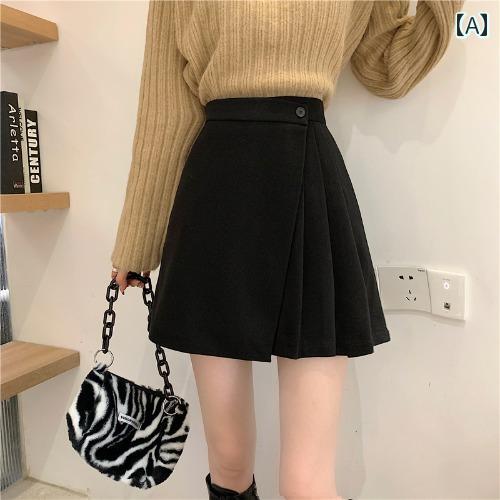 Skirts - レディース ファッション 春夏 秋冬 かわいい オシャレ 韓国 ダミック ゲディ ウール ミディ スカート ハイウエスト プリーツ aライン スカート セーター 組み合わせ