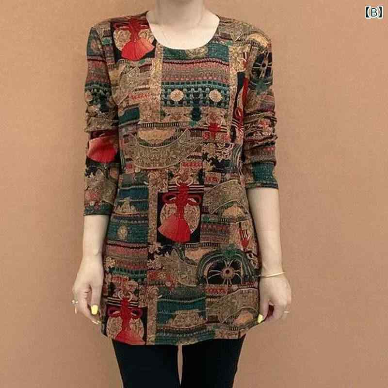 レディース ファッション 春夏 秋冬 かわいい オシャレ 韓国 ベース　レイヤー　シャツ高弾性　ロング　プリント　高女性　レトロ　長袖　トップス 2