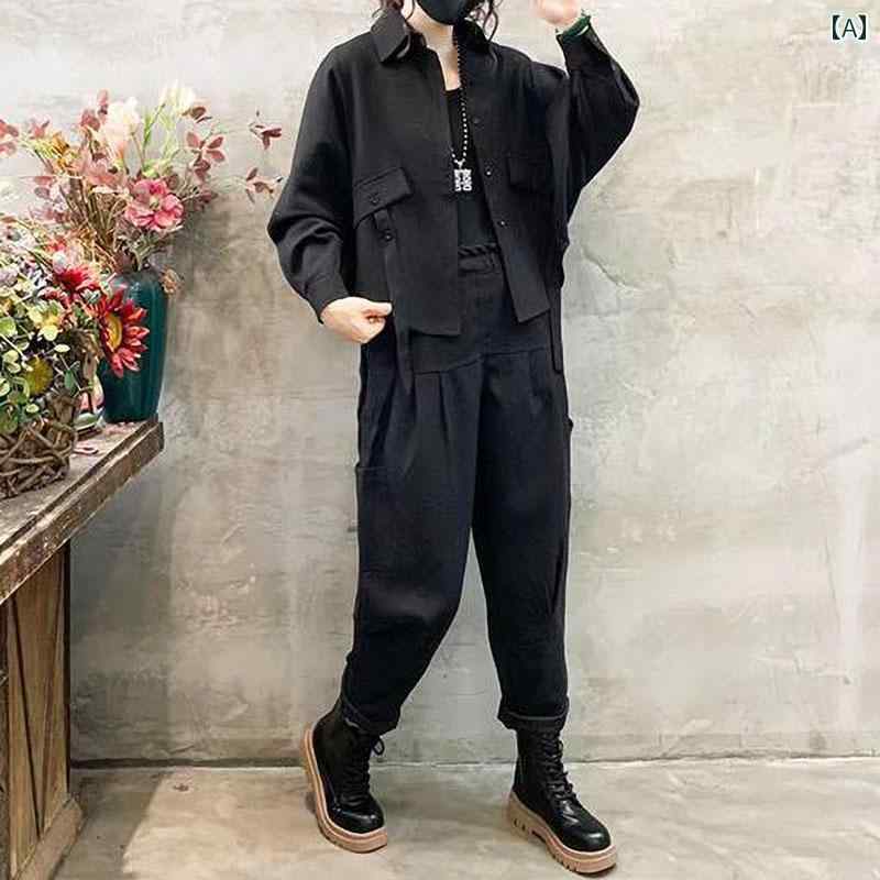樂天商城 - レディース ファッション 春夏 秋冬 かわいい オシャレ 韓国 レトロ　ワークウェア　カジュアル　セット　女性　快適　スリミング　トップス　パンツ　ツーピース