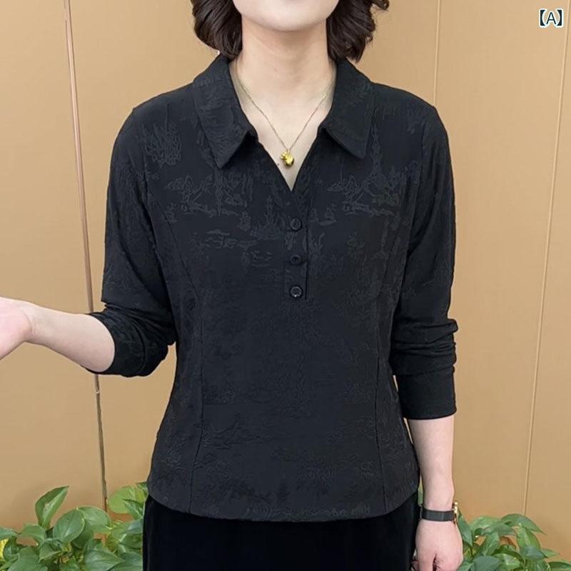 Rakuten - レディース ファッション 春夏 秋冬 かわいい オシャレ 韓国 マタニティ　トップ　カジュアル　ジャカードブラウス　スタイリッシュ　スリミング　若々しい　長袖