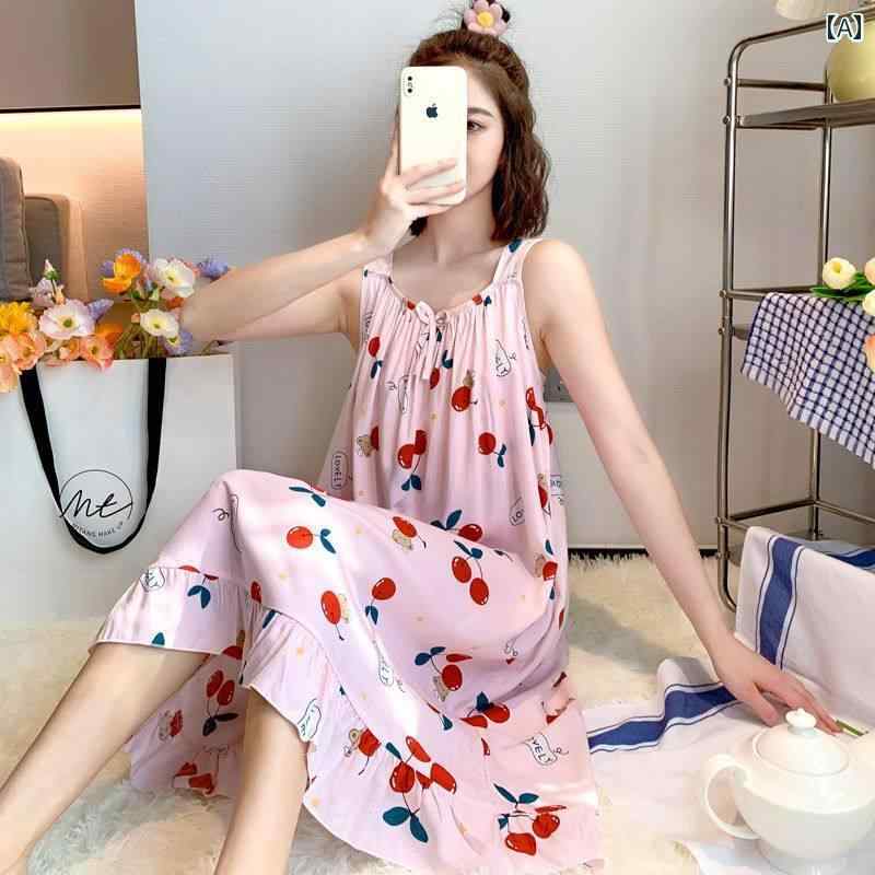 レディース ファッション 春夏 秋冬 かわいい オシャレ 韓国 大きめ サイズ コットン パジャマ ドレス ストラップ キュート 薄手 コットンドレス