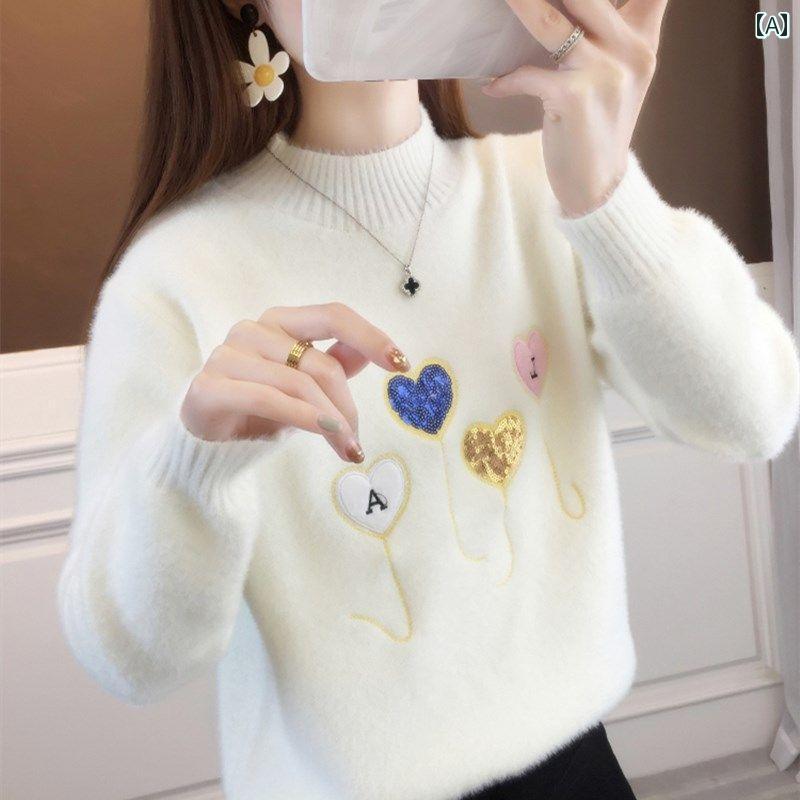 レディース ファッション 春夏 秋冬 かわいい オシャレ 韓国 入り　セーター　厚手　スタイリッシュ　プルオーバー　トップス　快適　ニット　ベース　レイヤー