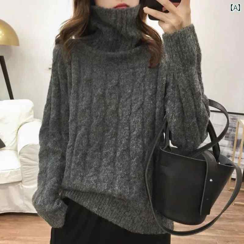 レディース ファッション 春夏 秋冬 かわいい オシャレ 韓国 ハイネック　ツイスト　ニット　セーター　グレー　厚手　快適　スタイリ..