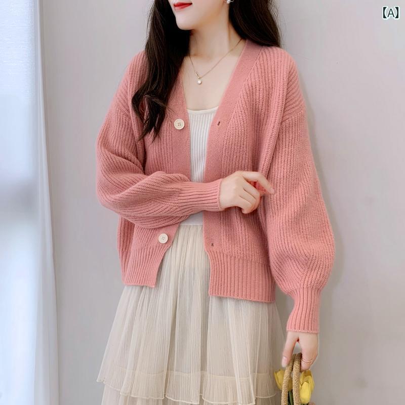 Rakuten - レディース ファッション 春夏 秋冬 かわいい オシャレ 韓国 新　ホット　セラー　ニットカーディガン　フィット　ショート　シック　リラックス　トップス
