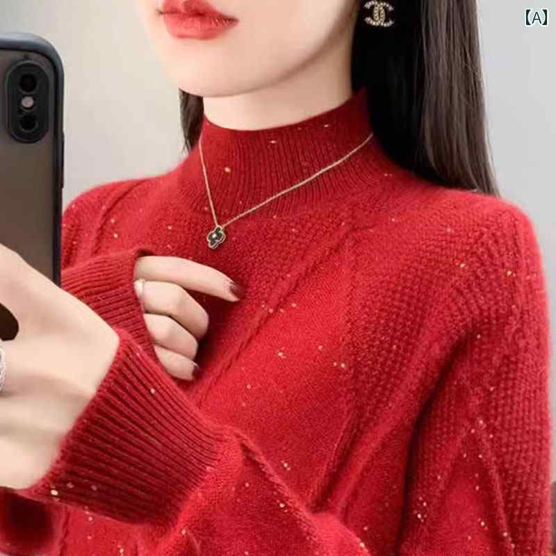 レディース ファッション 春夏 秋冬 かわいい オシャレ 韓国 ハーフ　ハイネック　セーター　ソフト　スタイリッシュ　トップス　高級　ケーブル　ニット　ベース　レイヤー
