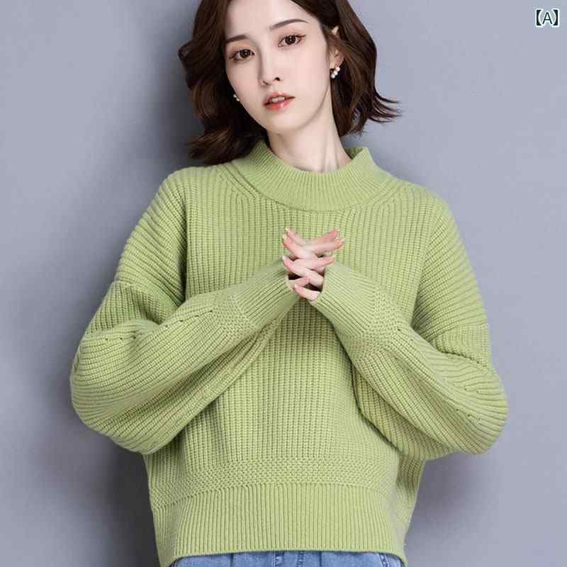 Rakuten - レディース ファッション 春夏 秋冬 かわいい オシャレ 韓国 セーター　大きめ　サイズ　インナーウェア　プチ　プルオーバー　ショート　丈　トップス