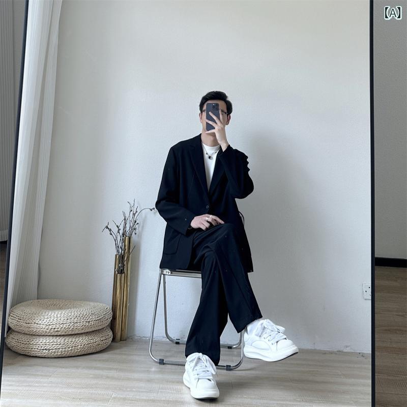 メンズ ファッション 春夏 秋冬 かっこいい オシャレ モテ 男性用 紳士服 服 韓国 シンプル 大人 スーツ　セット　　フィット　カジュアル　ツーピース　スーツ　ジャケット