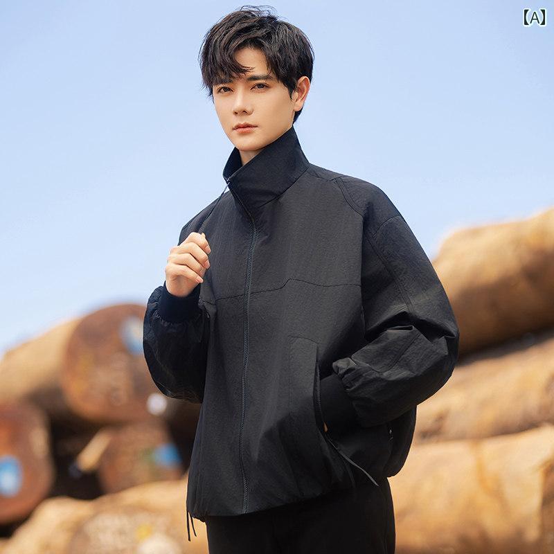 Rakuten - メンズ ファッション 春夏 秋冬 かっこいい オシャレ モテ 男性用 紳士服 服 韓国 シンプル 大人 ジャケット　スタンドカラー　フィット　多機能　カジュアル　トップス
