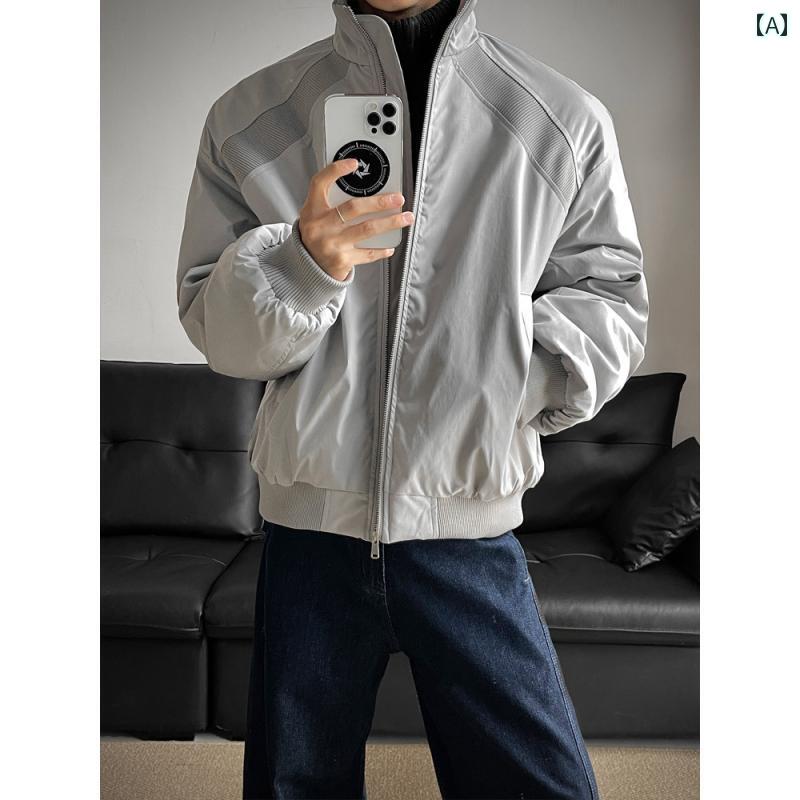 メンズ ファッション 春夏 秋冬 かっこいい オシャレ モテ 男性用 紳士服 服 韓国 シンプル 大人 アメリカン　スタンドカラー　中綿　..