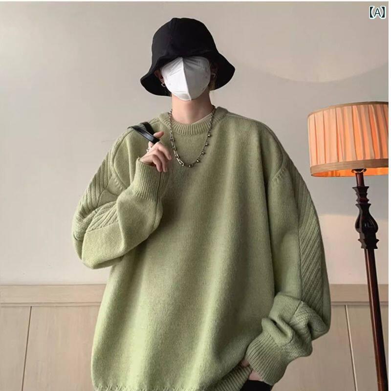 メンズ ファッション 春夏 秋冬 かっこいい オシャレ モテ 男性用 紳士服 服 韓国 シンプル 大人 大きめ　サイズ　　ラウンドネック　セーター　ストリート　ニットウェア　カジュアル　セータージャケット