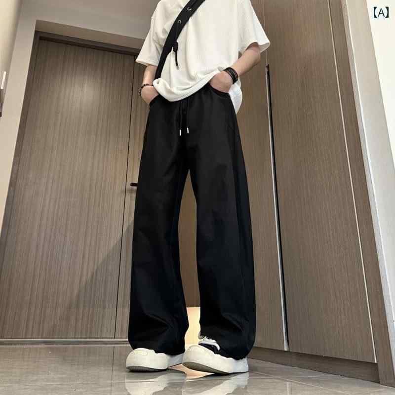 Rakuten - メンズ ファッション 春夏 秋冬 かっこいい オシャレ モテ 男性用 紳士服 服 韓国 シンプル 大人 アメリカン　ベベル　カジュアル　パンツ　ストリート　パンツ　大きいサイズ　ストレート　ワイド　レッグ　ロング　パンツ