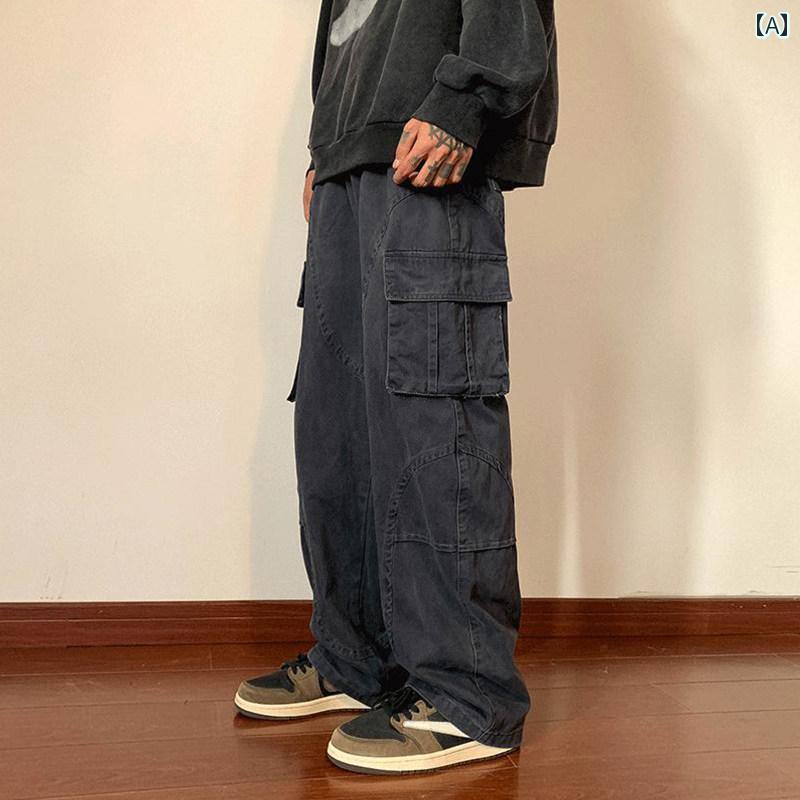 Rakuten - メンズ ファッション 春夏 秋冬 かっこいい オシャレ モテ 男性用 紳士服 服 韓国 シンプル 大人 アメリカン　マルチ　ポケット　オーバー　オール　ベルベット　厚手　クリーン　フィットパンツ　カジュアル　ロング　パンツ