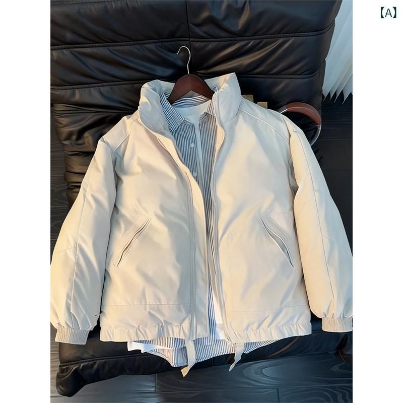 メンズ ファッション 春夏 秋冬 かっこいい オシャレ モテ 男性用 紳士服 服 韓国 シンプル 大人 アメリカン　ボンバー　ジャケット　冬用　スタンドカラー　コットンコート　厚手　暖かい　パファー