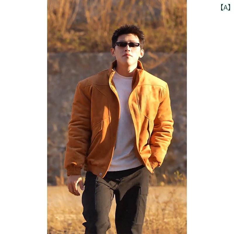 メンズ ファッション 春夏 秋冬 かっこいい オシャレ モテ 男性用 紳士服 服 韓国 シンプル 大人 アメリカン ワイド ショルダー カラー ブロック スエード コットン メンズジャケット 冬用 防風 しっかり スタンドカラー コート