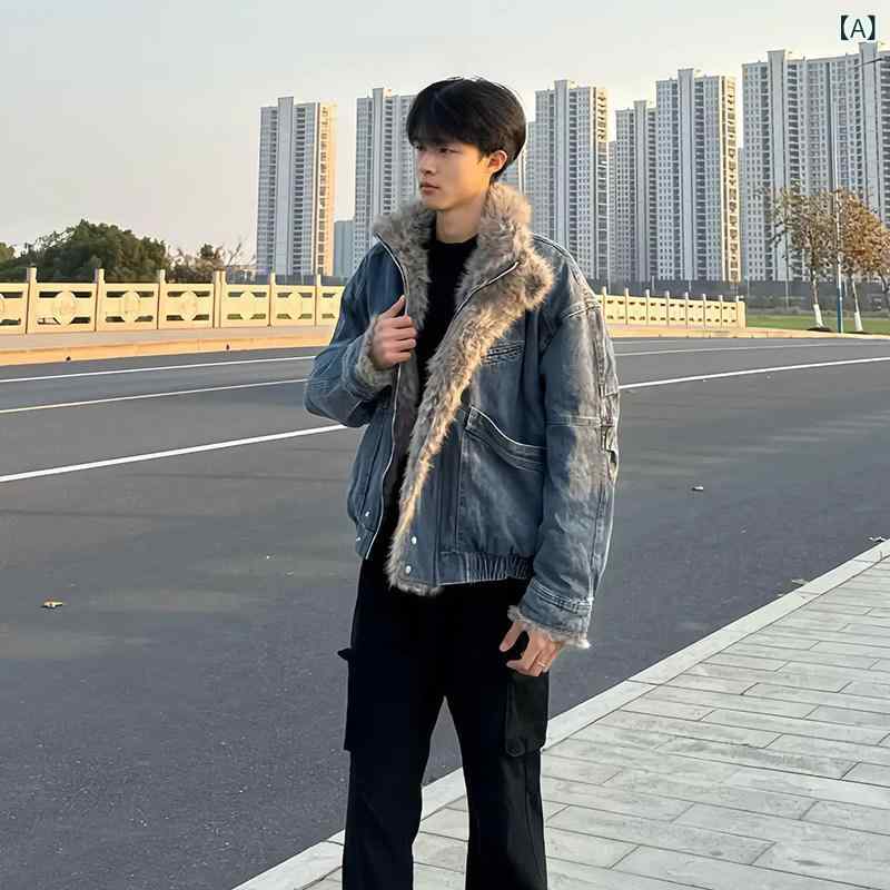 メンズ ファッション 春夏 秋冬 かっこいい オシャレ モテ 男性用 紳士服 服 韓国 シンプル 大人 アメリカン　デ　コンストラクト　ウォッシュドデニム　ジャケット　山型　厚手　暖かい　スタンドカラー　ショート