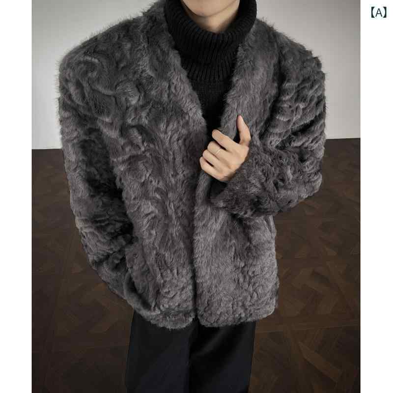 メンズ ファッション 春夏 秋冬 かっこいい オシャレ モテ 男性用 紳士服 服 韓国 シンプル 大人 コート 冬用 Vネック 厚手 暖かい ショート 丈 フリースコート