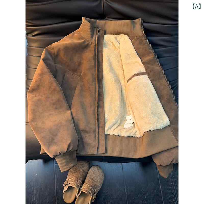 樂天商城 - メンズ ファッション 春夏 秋冬 かっこいい オシャレ モテ 男性用 紳士服 服 韓国 シンプル 大人 ブラウン　厚手　ウール　コットンコート　アメリカン　レトロ　タイダイ柄　スタンドカラー　コットンジャケット　モーター　サイクル　ジャケット
