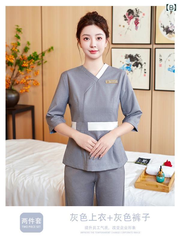 YKC8の美容 院 作業 服 女性 セット 高級 足 浴 養生 館 皮膚 管理 spa 美容 師 秋冬 工 装 服｜アングル2