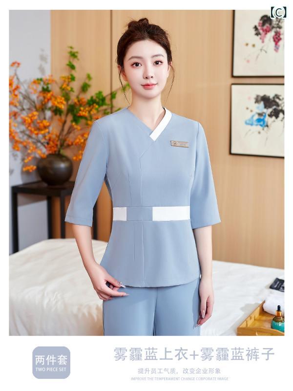 YKC8の美容 院 作業 服 女性 セット 高級 足 浴 養生 館 皮膚 管理 spa 美容 師 秋冬 工 装 服｜アングル3