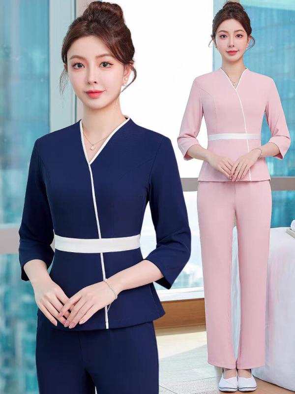 エステユニフォーム セラピスト 施術服 ヘッドスパ マッサージ フットケア レディース おしゃれ 上品 セットアップ