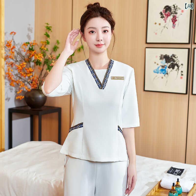 Suits For Job Interviews - 養生 館 作業 服 中国 式 美容 師 服装 高級 産 康 師 作業 服 採 耳 師 中国 風 工 装 秋