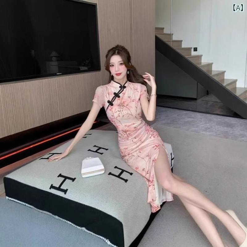 乐天商城 - 中国 式 チャイナ ドレス 技師 作業 服 気質 養生 館 会 spa 採 耳 師 服装 セクシー 砕花 ワンピース